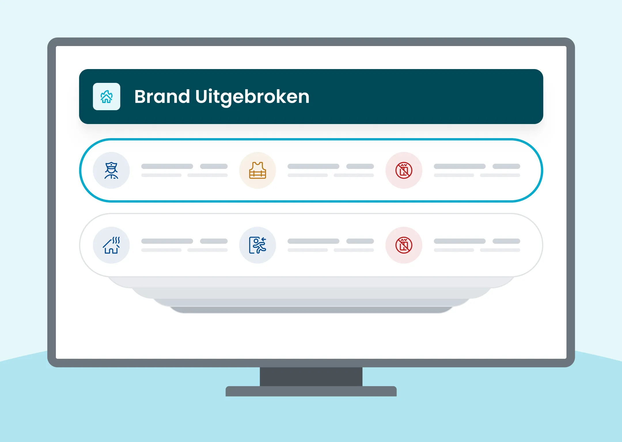 Echtzeit-Übersicht über die verfügbaren FAFS-Mitarbeiter und den Status des Vorfalls in der Findwhere FAFS-Software auf dem Narrowcasting-Bildschirm