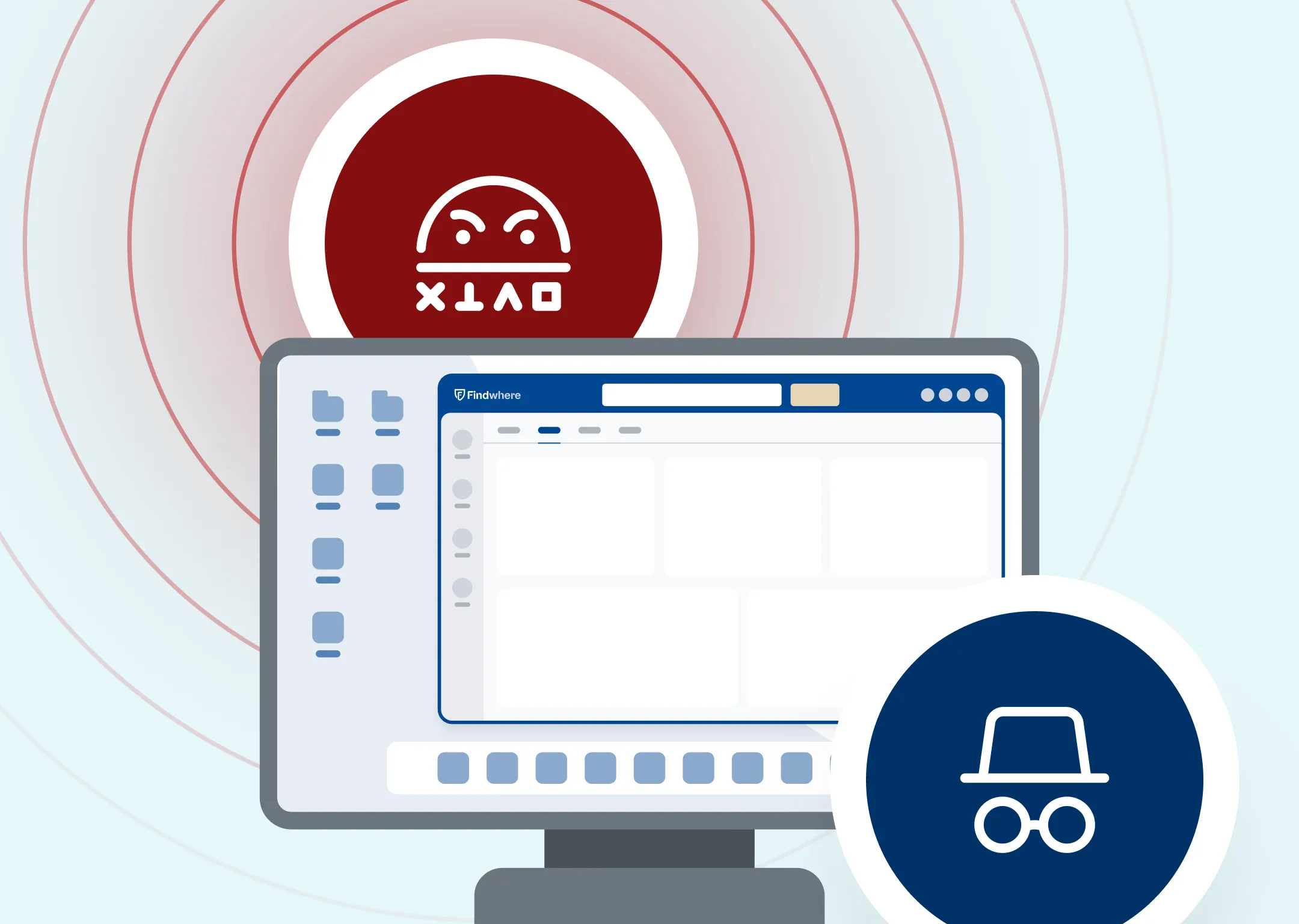 Visual van beeldscherm met Findwhere desktop app.