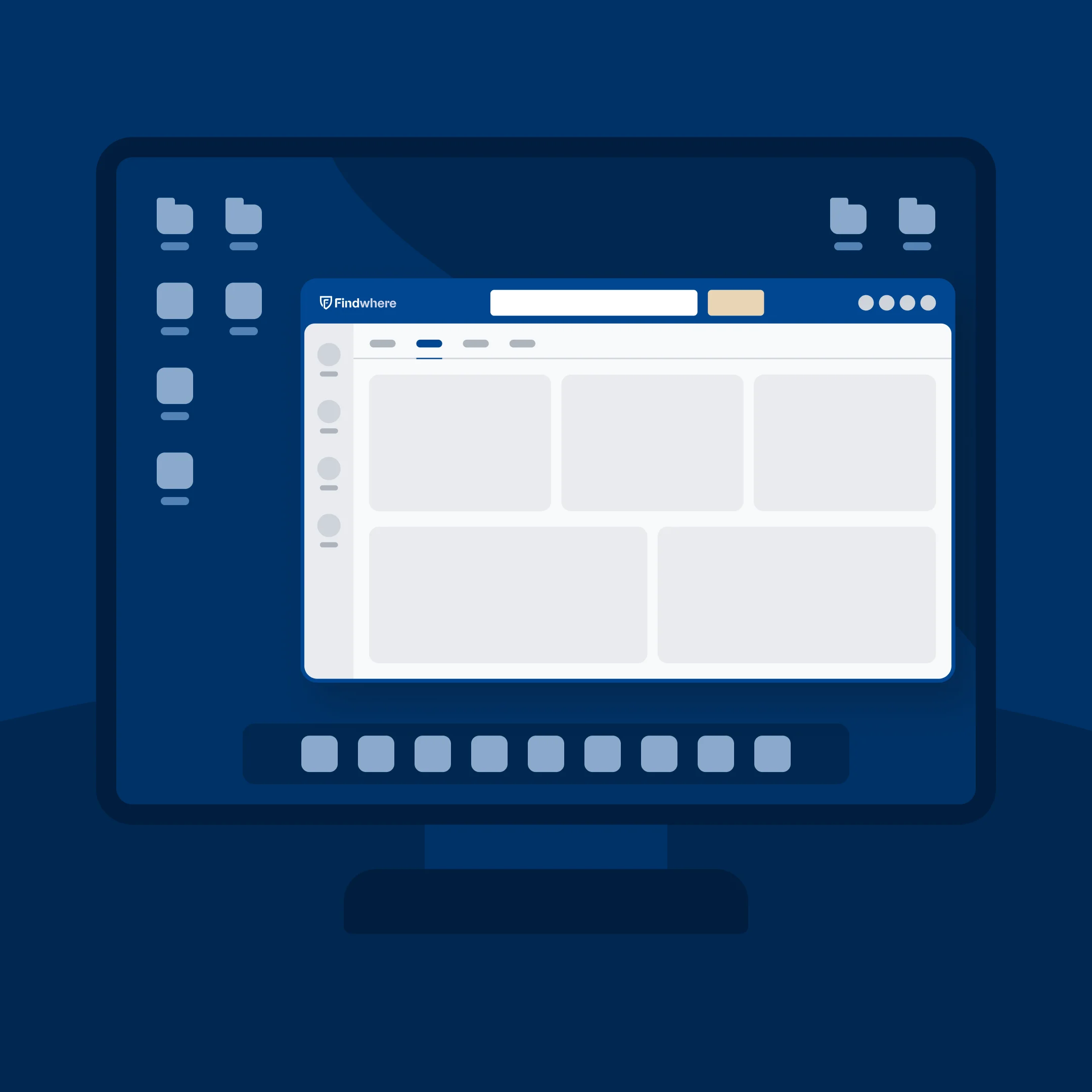 Visuelle Darstellung der Findwhere-Desktop-App.