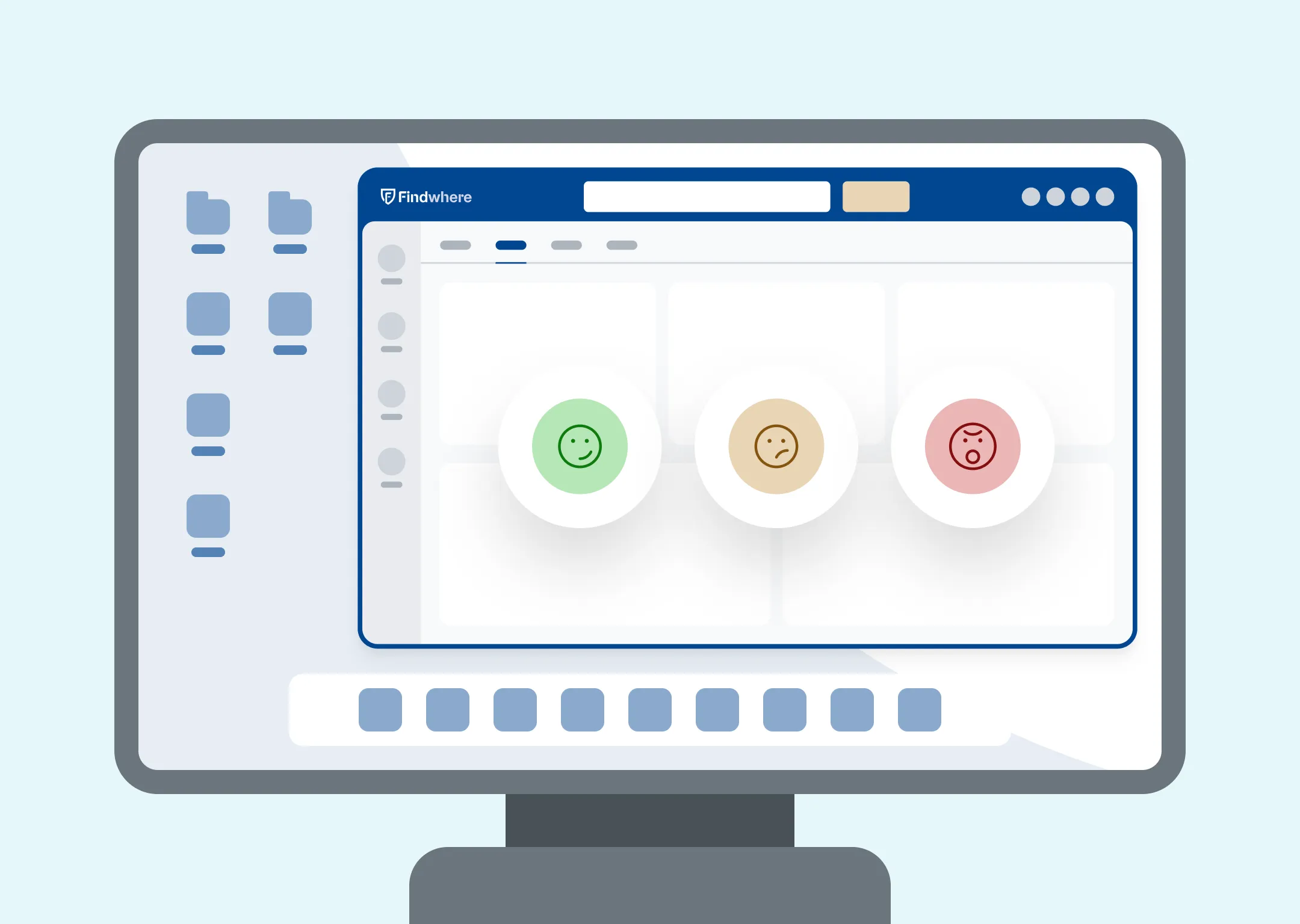Visualisierung der Findwhere-Desktop-App.  