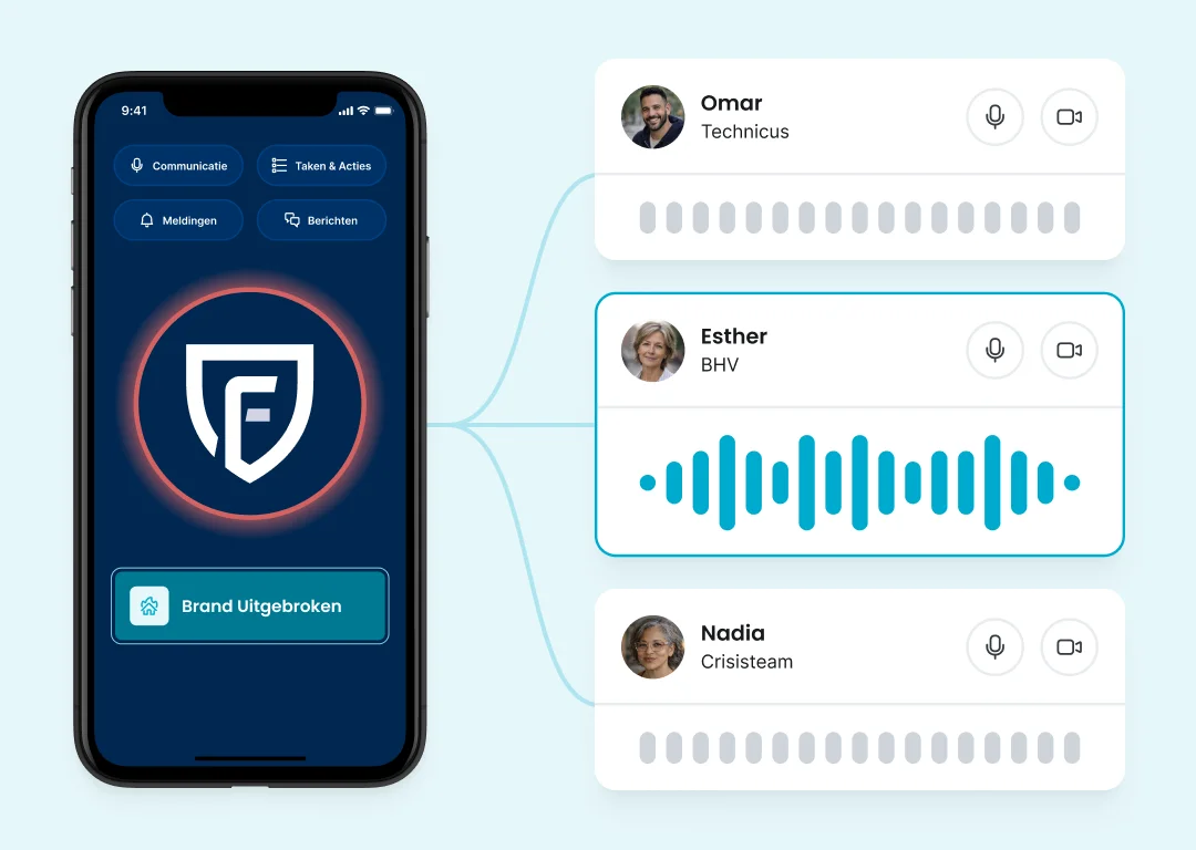 Findwhere BHV-app die toont welke BHV’er live aan het spreken is tijdens een incident.