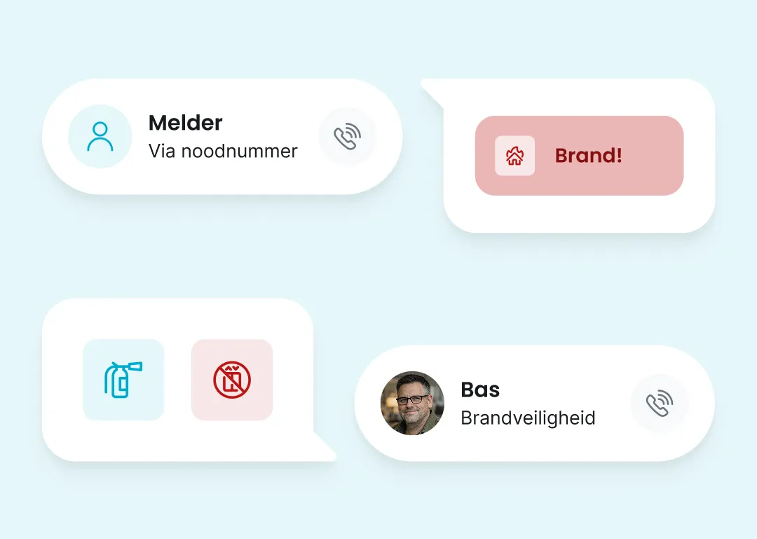 De melder communiceert via het noodnummer met de BHV-er dat er brand uit is gebroken.