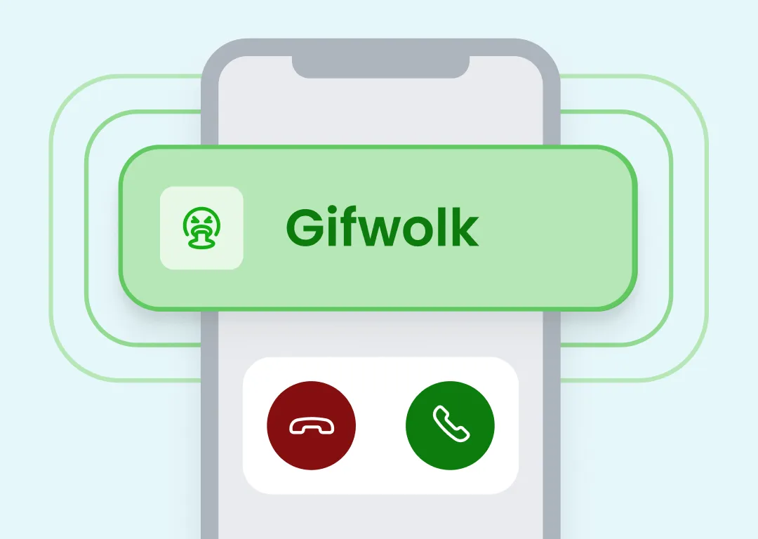 Illustratie van een smartphone met een inkomende gifwolkmelding die via een telefoongesprek direct aandacht trekt en altijd wordt opgemerkt.