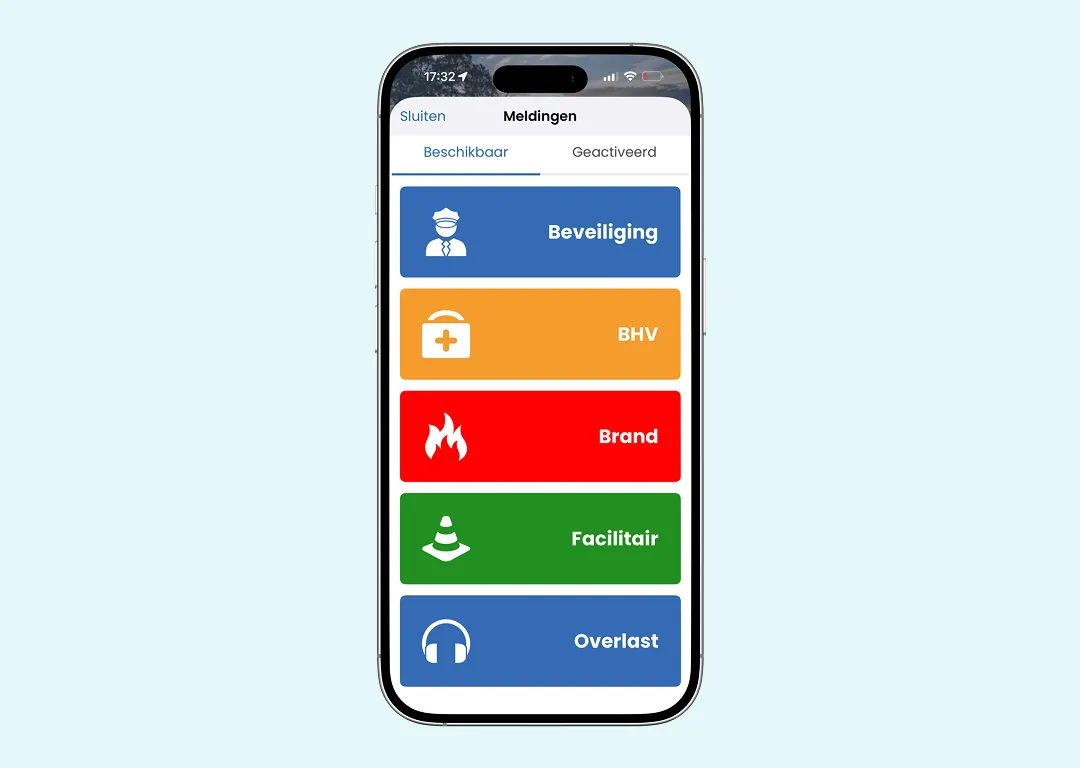 Screenshot van protocollen binnen de Connect app