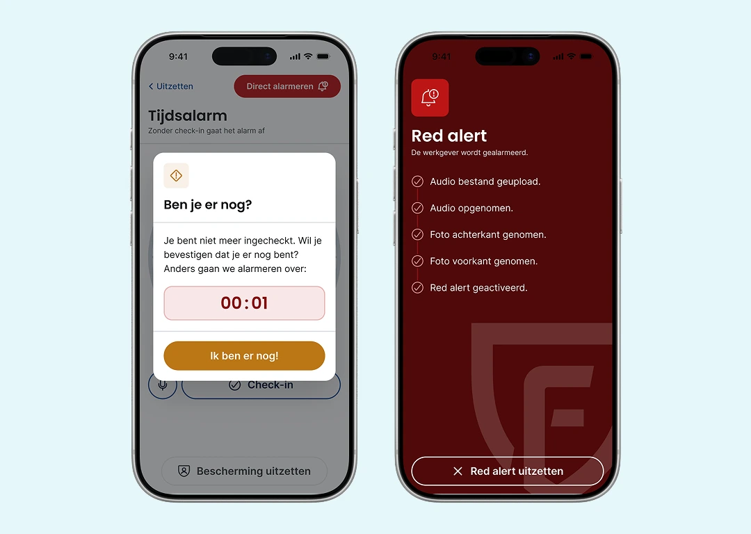 Red Alert van de Findwhere alleenwerker app
