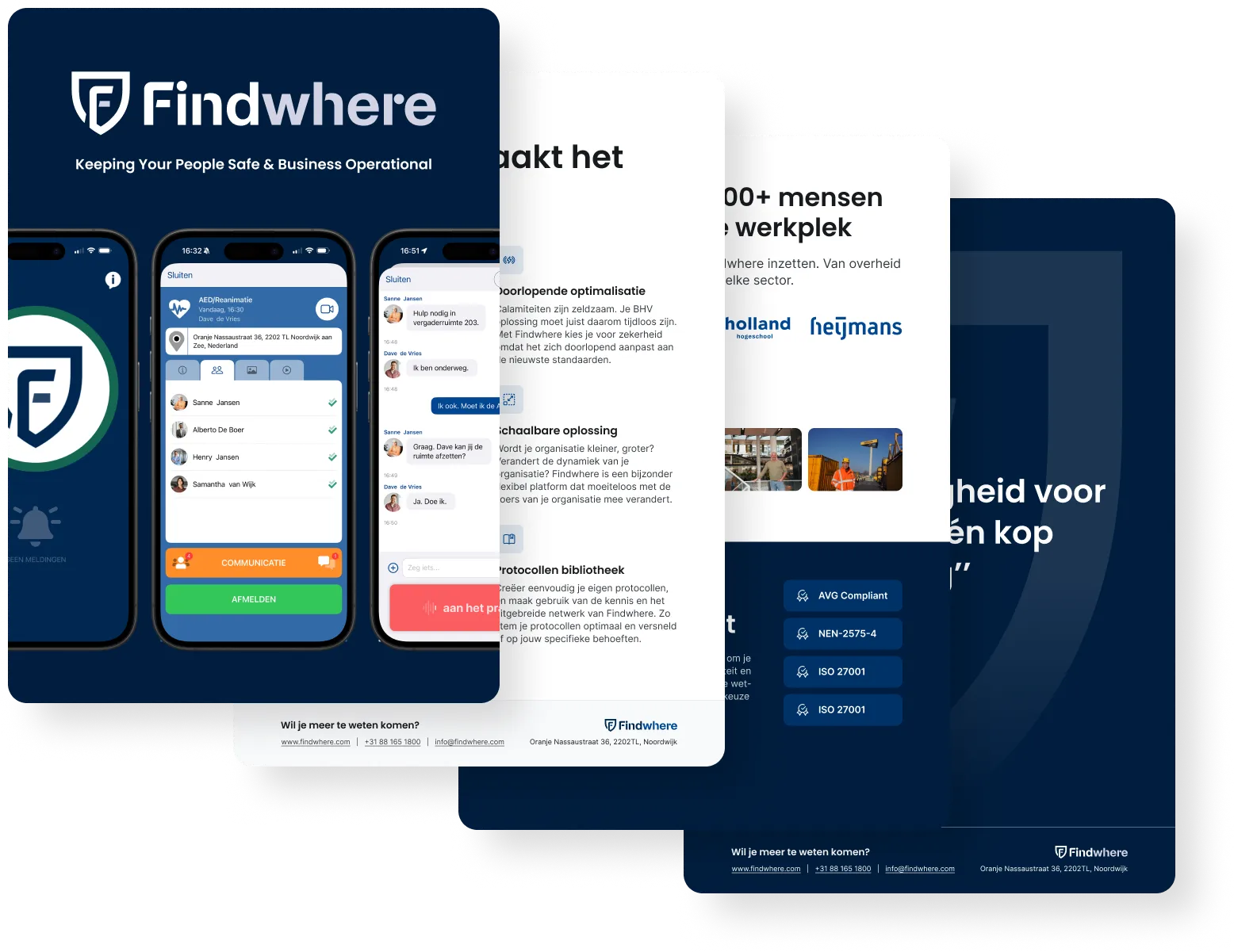 Findwhere Brochure for emergency response. A collection of pages and content of the brochure.