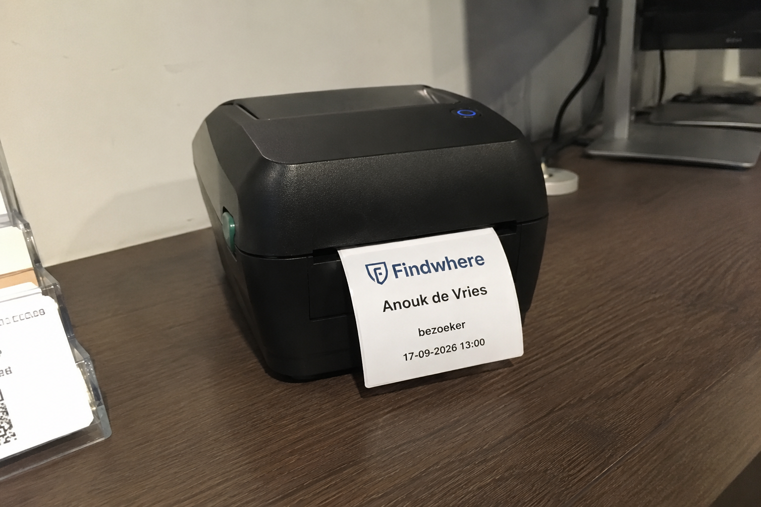 Labelprinter verbonden met findwhere bezoekersregistratie